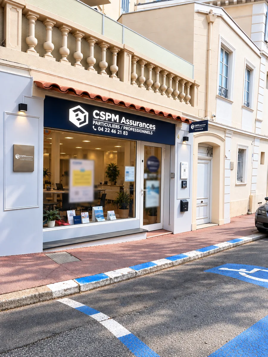 Façade de l’agence CSPM Assurances au 4 rue Borniol à Cannes