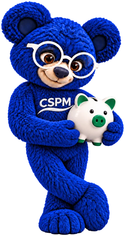 L’ours CSPM avec sa tirelire : vos économies